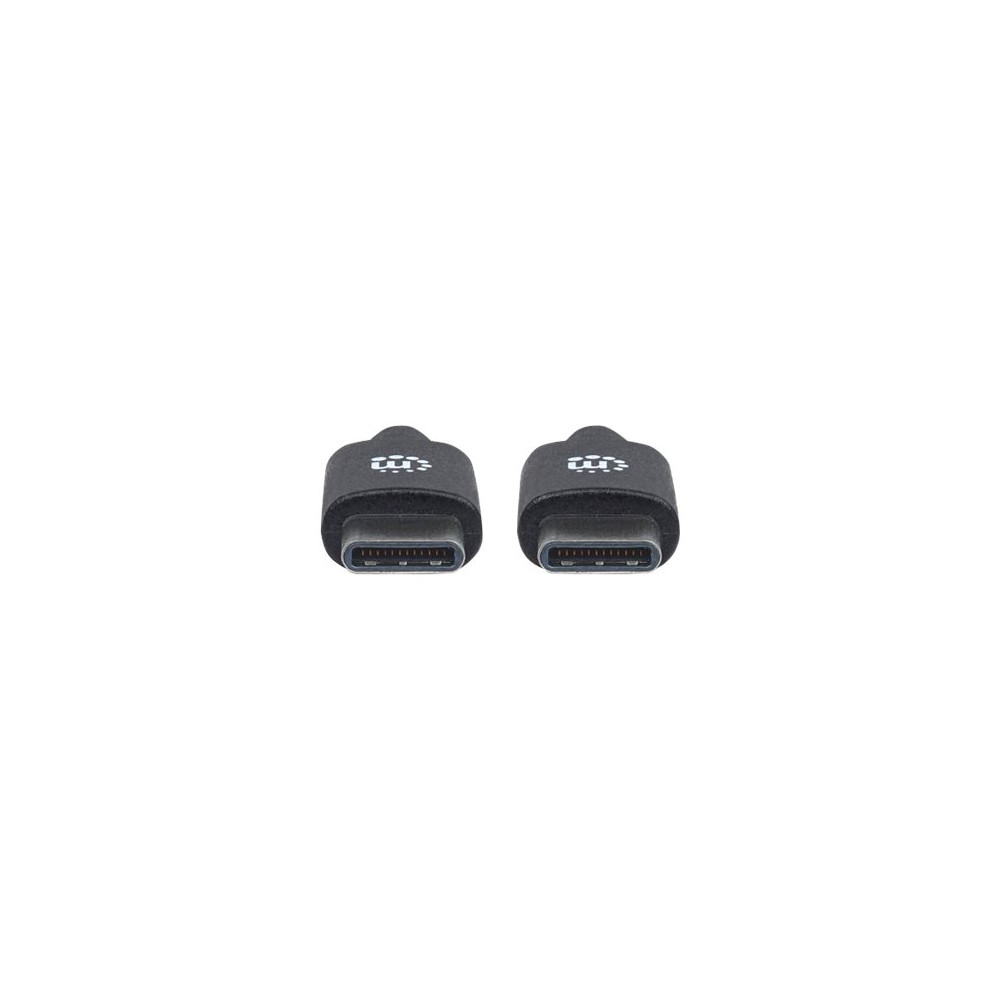 Produktbild för Manhattan USB-C to USB-C Cable, 3m, Male to Male, Black, 480 Mbps (USB 2.0), Hi-Speed USB, Lifetime Warranty, Polybag - USB typ C-kabel - USB-C till USB-C - 3 m