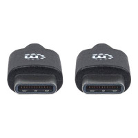 Produktbild för Manhattan USB-C to USB-C Cable, 3m, Male to Male, Black, 480 Mbps (USB 2.0), Hi-Speed USB, Lifetime Warranty, Polybag - USB typ C-kabel - USB-C till USB-C - 3 m