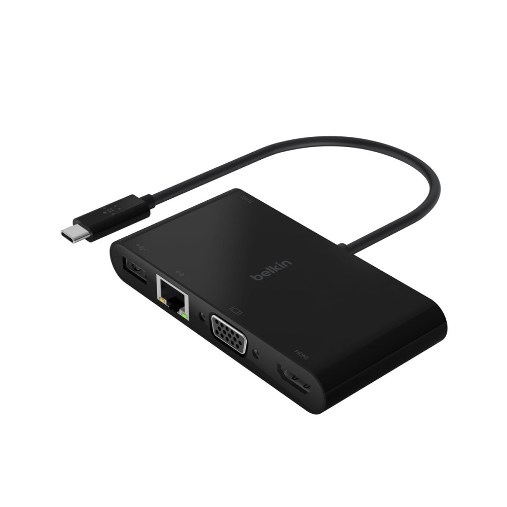 Produktbild för Belkin multimedia- och laddningsadapter - USB-C - VGA, HDMI - 1GbE