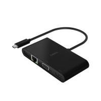 Produktbild för Belkin multimedia- och laddningsadapter - USB-C - VGA, HDMI - 1GbE