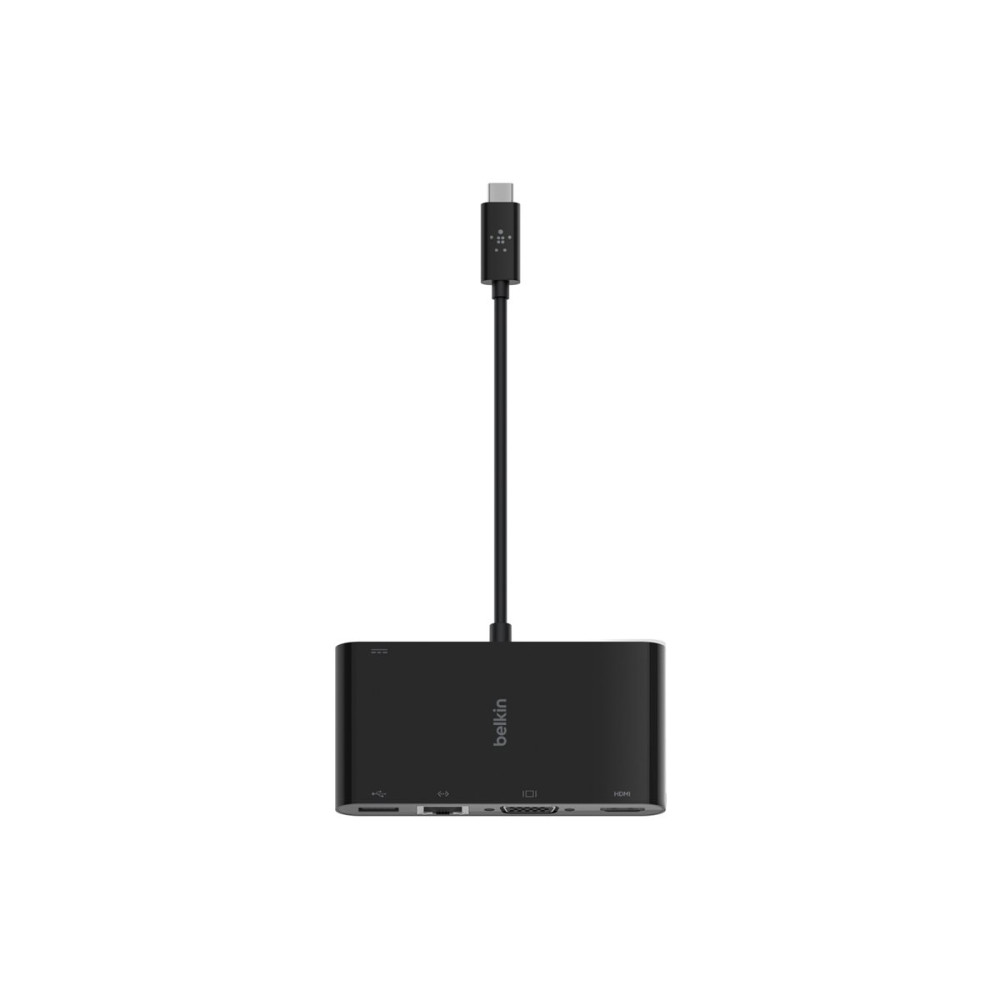 Produktbild för Belkin multimedia- och laddningsadapter - USB-C - VGA, HDMI - 1GbE