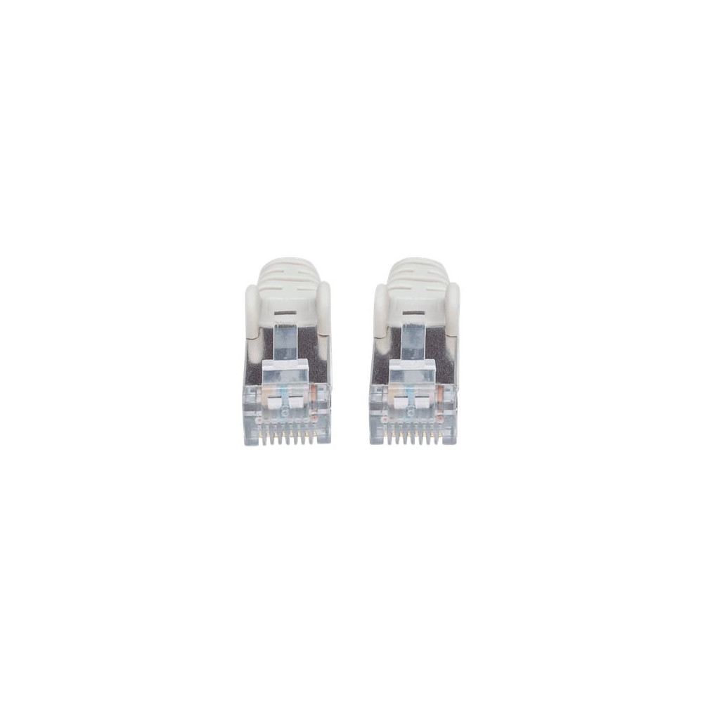 Produktbild för Intellinet Network Patch Cable, Cat6, 7.5m, Grey, Copper, S/FTP, LSOH / LSZH, PVC, RJ45, Gold Plated Contacts, Snagless, Booted, Lifetime Warranty, Polybag - patch-kabel - 7.5 m - grå