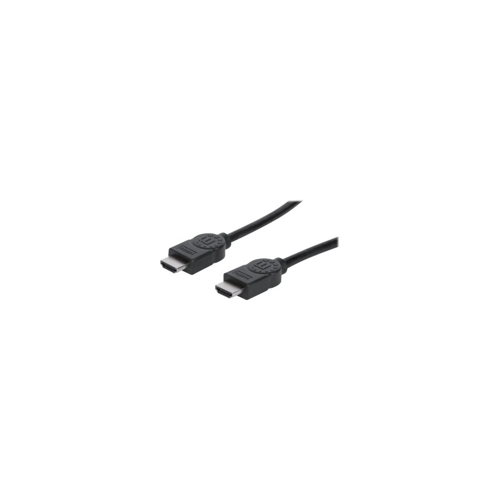 Produktbild för Manhattan HDMI Cable, 4K@30Hz (High Speed), 15m, Male to Male, Black, Ultra HD 4k x 2k, Fully Shielded, Gold Plated Contacts, Lifetime Warranty, Polybag - HDMI-kabel - 1.5 m