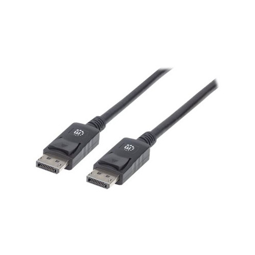 Manhattan Manhattan DisplayPort 1.2 Cable, 4K@60hz, 2m, Male to Male, With Latches, Fully Shielded, Black, Lifetime Warranty, Polybag - DisplayPort-kabel - DisplayPort till DisplayPort - 2 m