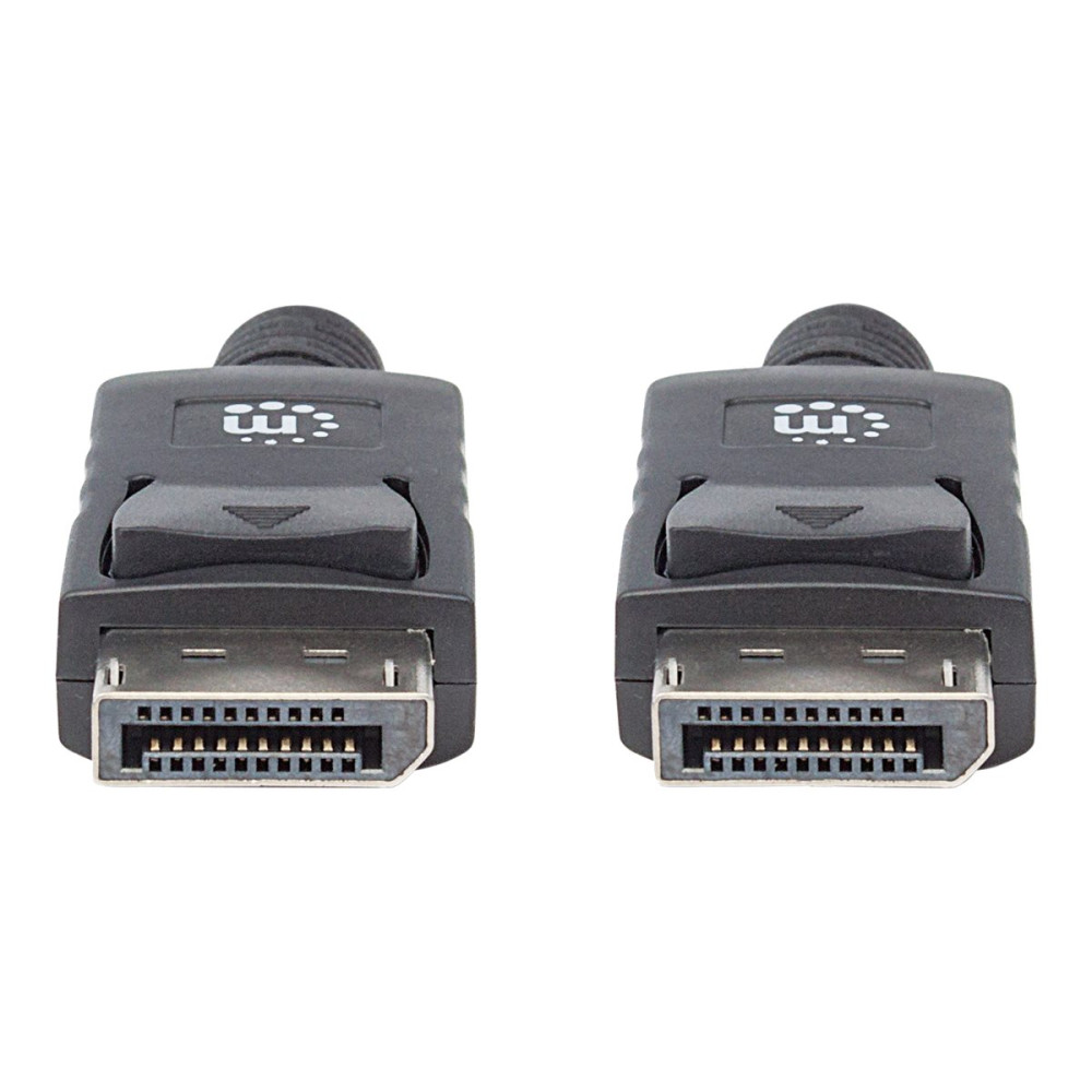 Produktbild för Manhattan DisplayPort 1.2 Cable, 4K@60hz, 2m, Male to Male, With Latches, Fully Shielded, Black, Lifetime Warranty, Polybag - DisplayPort-kabel - DisplayPort till DisplayPort - 2 m