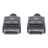 Produktbild för Manhattan DisplayPort 1.2 Cable, 4K@60hz, 2m, Male to Male, With Latches, Fully Shielded, Black, Lifetime Warranty, Polybag - DisplayPort-kabel - DisplayPort till DisplayPort - 2 m