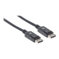 Produktbild för Manhattan DisplayPort 1.2 Cable, 4K@60hz, 2m, Male to Male, With Latches, Fully Shielded, Black, Lifetime Warranty, Polybag - DisplayPort-kabel - DisplayPort till DisplayPort - 2 m