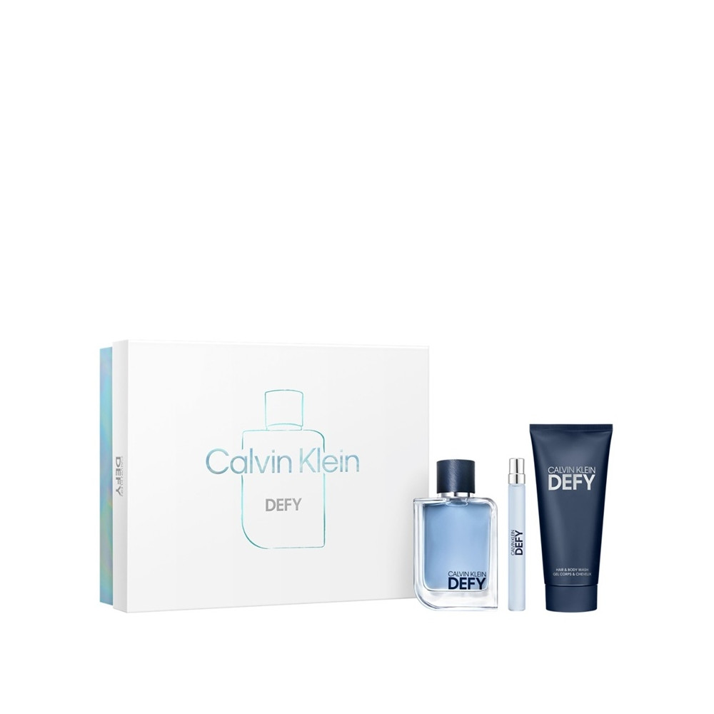 Produktbild för Giftset Calvin Klein Defy Edt 100ml + Hair & Body Wash 100ml + Edt 10ml