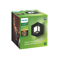 Produktbild för Philips myGarden Parterre - vägglampa - LED - 8 W - varmt vitt ljus - lykta - svart