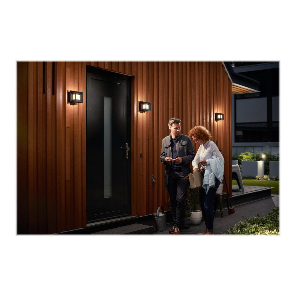 Produktbild för Philips myGarden Parterre - vägglampa - LED - 8 W - varmt vitt ljus - lykta - svart