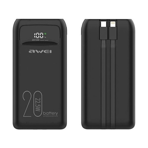 Awei Powerbank Awei AWEI PowerBank P169K 20000mAh 22.5W svart, di...