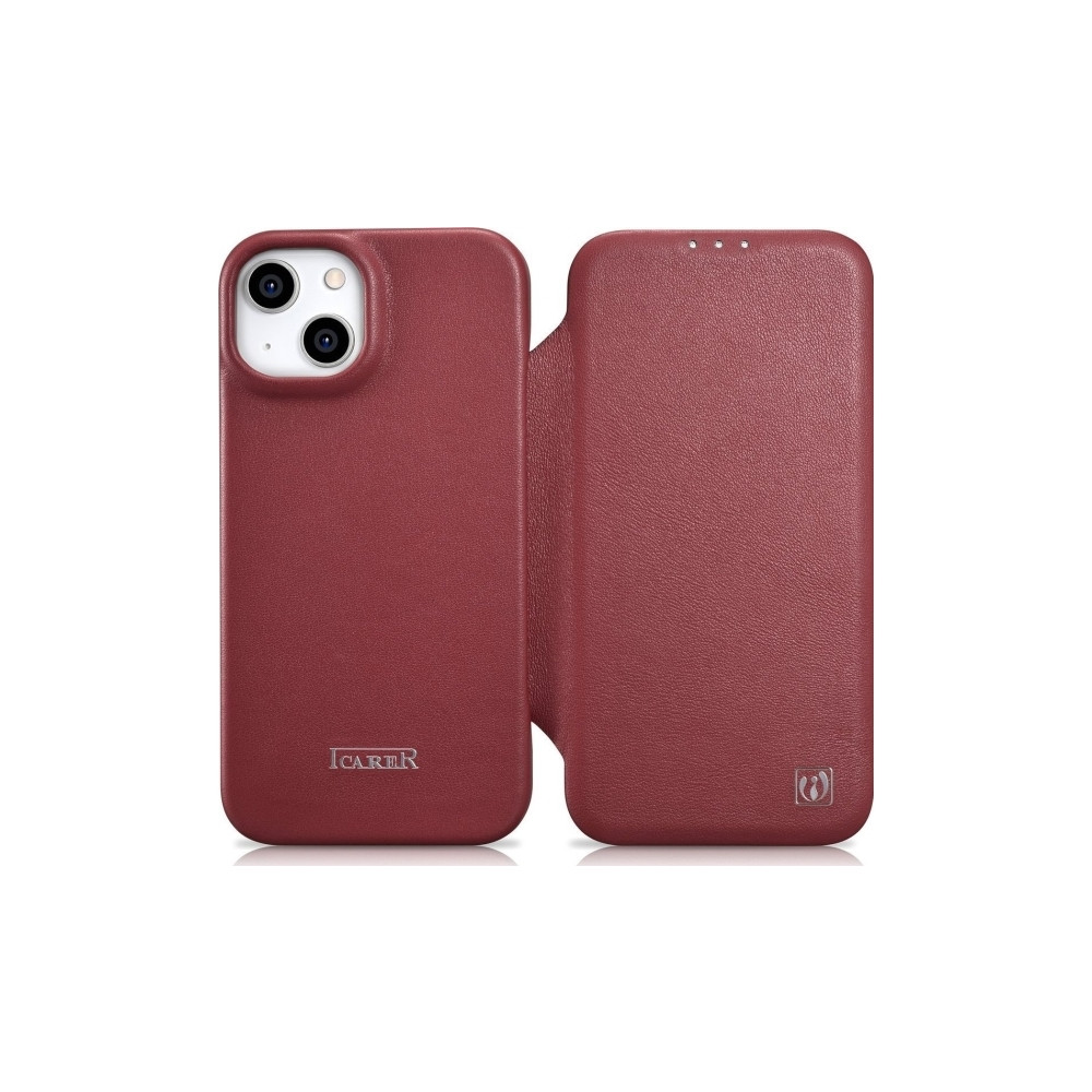 Produktbild för iCarer CE premium läderfodral iPhone 14 Plus magnetiskt flip...