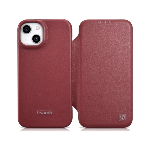 iCarer iCarer CE premium läderfodral iPhone 14 Plus magnetiskt flip...