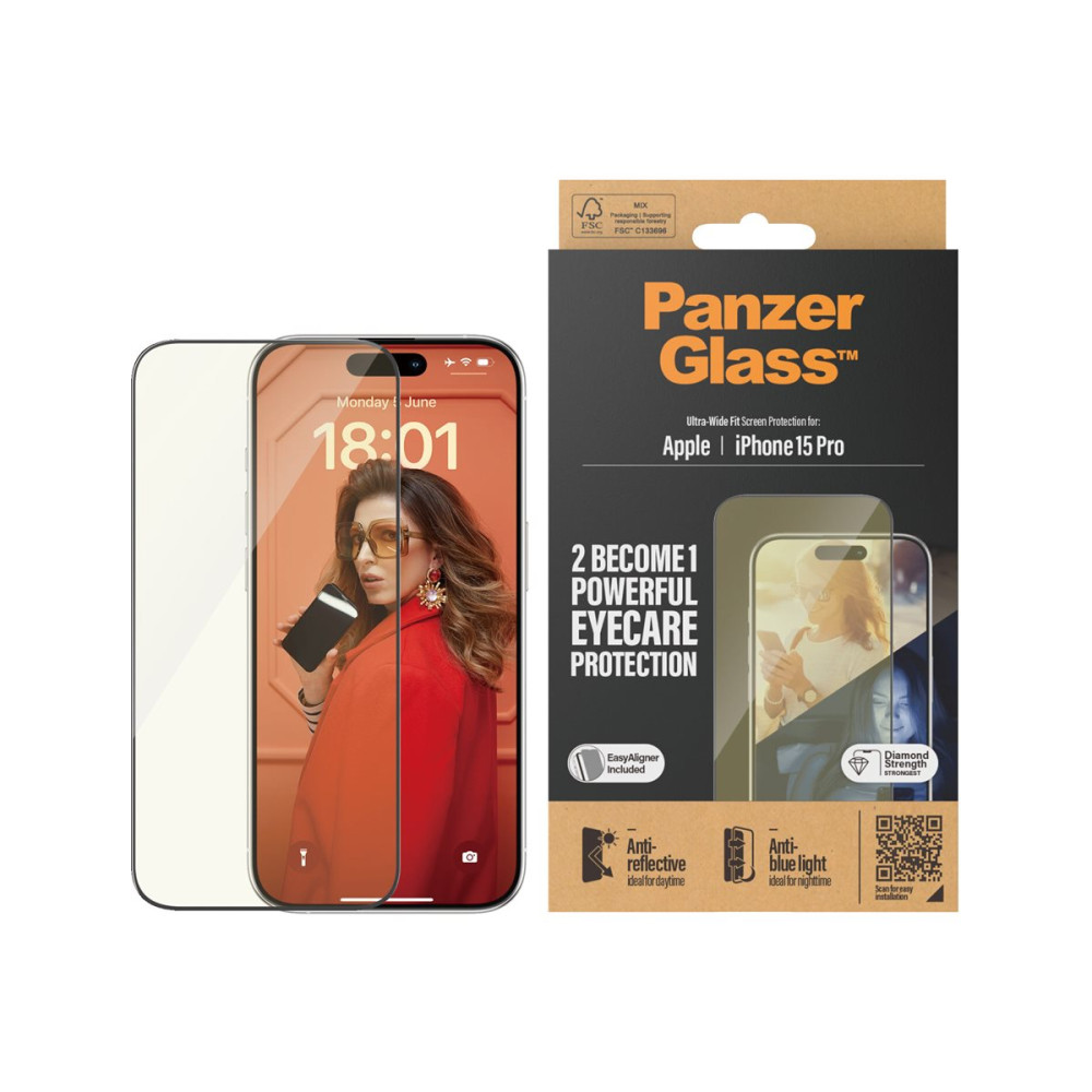 Produktbild för PanzerGlass - skärmskydd för mobiltelefon - ögonskydd, ultrabred passning med EasyAligner