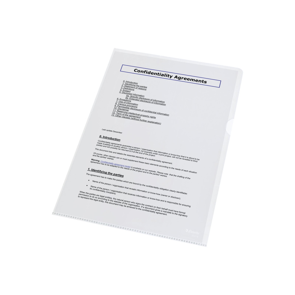 Produktbild för Esselte - L-formad mapp - för A4 - transparent (paket om 100)