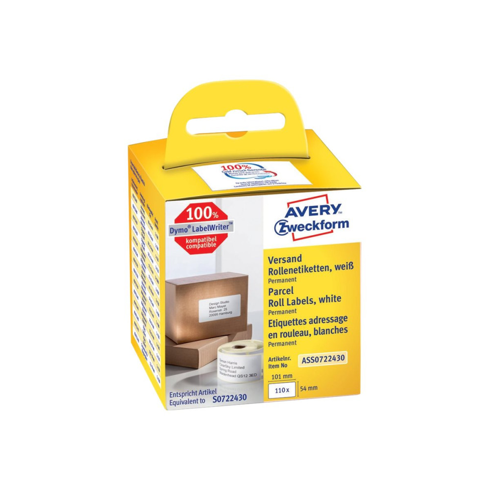 Produktbild för Avery Zweckform - rektangulära etiketter - 110 etikett (er) - 54 x 101 mm
