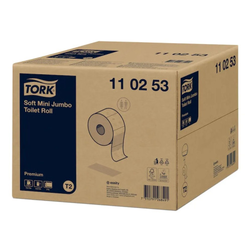 TORK Tork Premium Mini Jumbo Soft T2 - toalettpapper - 1214 ark - rulle - 170 m - vit