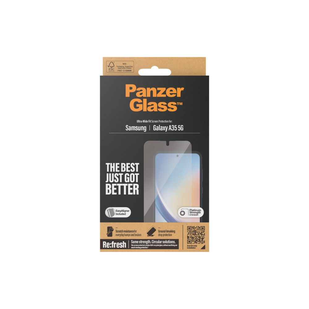 Produktbild för PanzerGlass - skärmskydd för mobiltelefon - ultrabred passning med EasyAligner