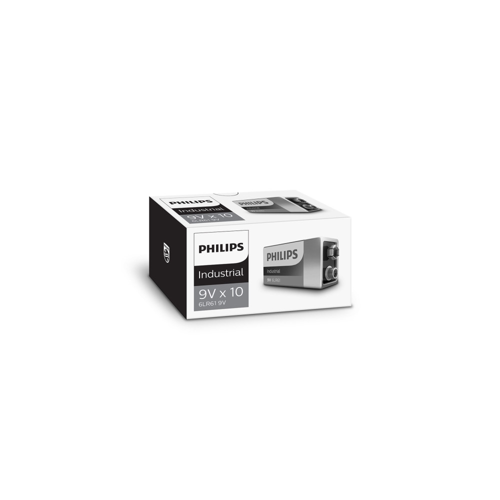 Produktbild för PHILIPS industriellt alkaliskt batteri 9V 10-pack