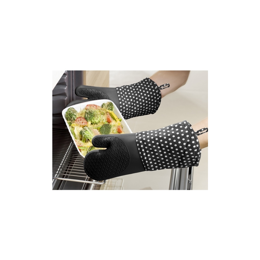 Produktbild för WENKO 2102167100, Set med ugnsvantar, Svart, Bomull, Silikon...