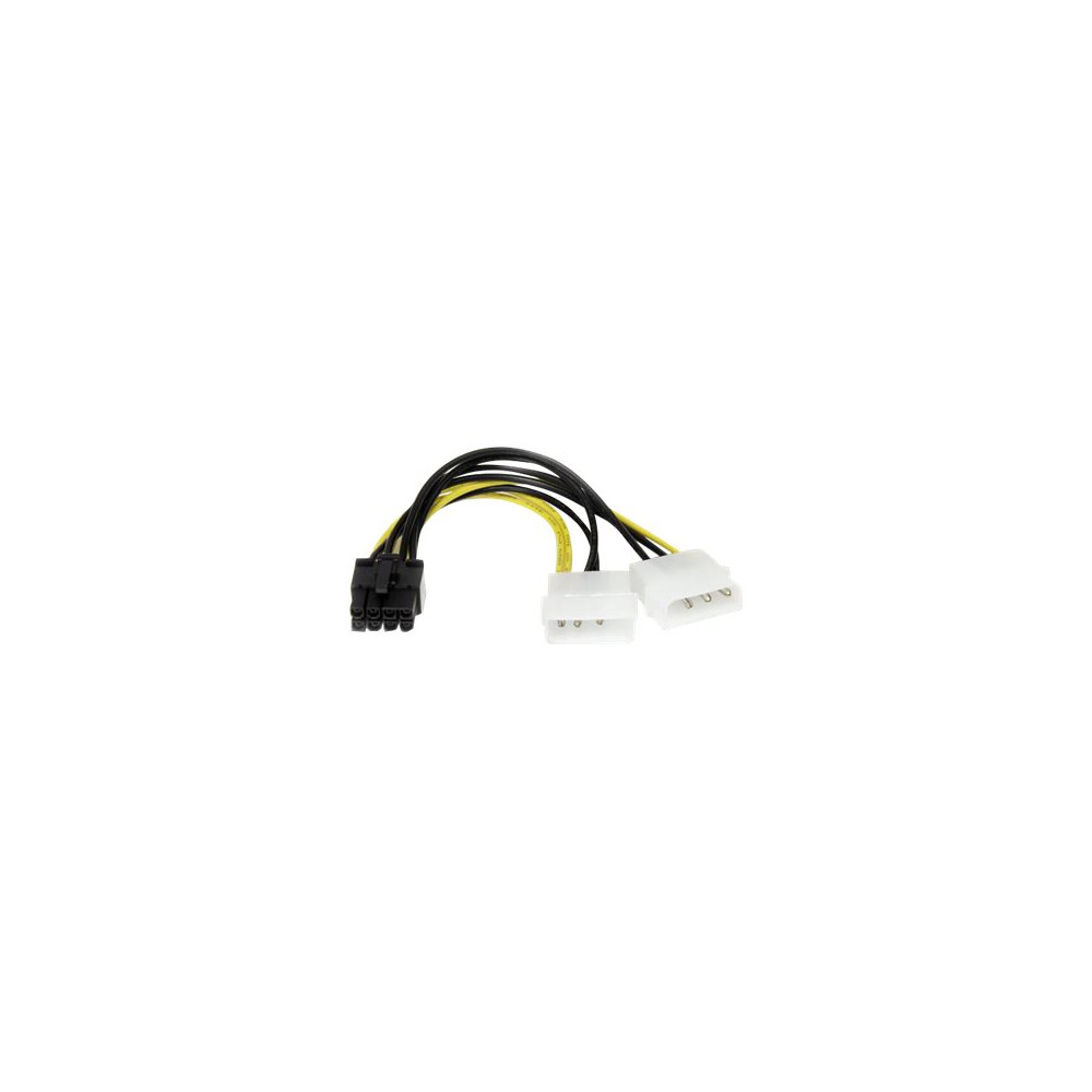 Produktbild för StarTech.com 6in LP4 to 8 Pin PCI Express Video Card Power Cable Adapter - lp4 to PCI express - molex to 8 pin PCIe (LP4PCIEX8ADP) - strömadapter - 4 pin intern effekt till 8-stifts PCIe-ström - 15.3 cm