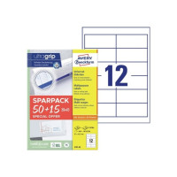 Produktbild för Universaletiketter Avery 97x42,3 mm, hvid med Ultragrip + 30...