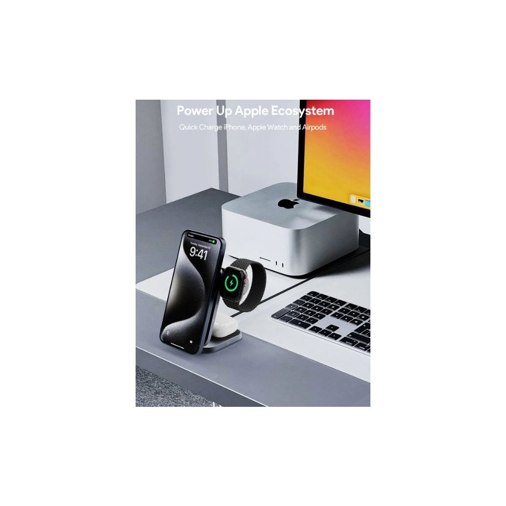 Produktbild för AUKEY LC-MC312, inomhus, Utomhus, USB, Trådlös laddning, Grå...