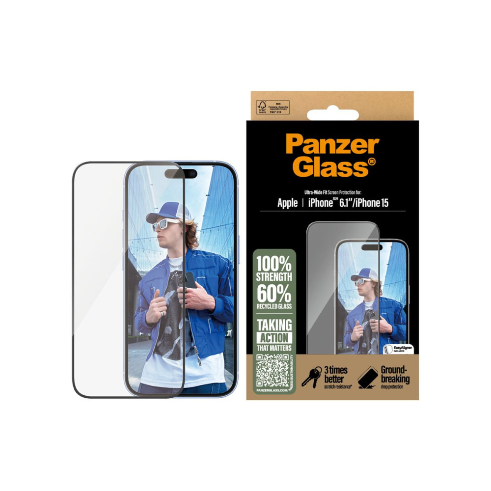 Produktbild för PanzerGlass - skärmskydd för mobiltelefon - ultrabred passning