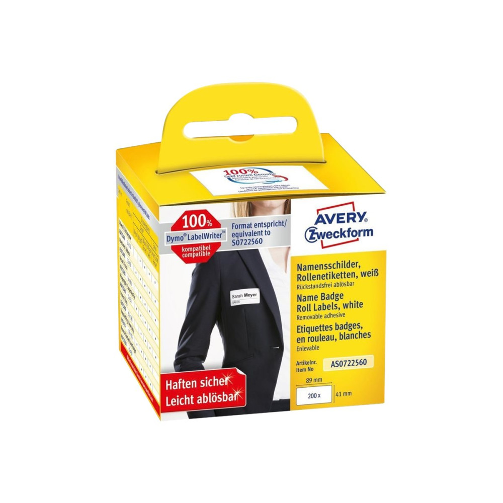 Produktbild för Avery Zweckform - märkesetiketter - 200 etikett (er) - 41 x 89 mm