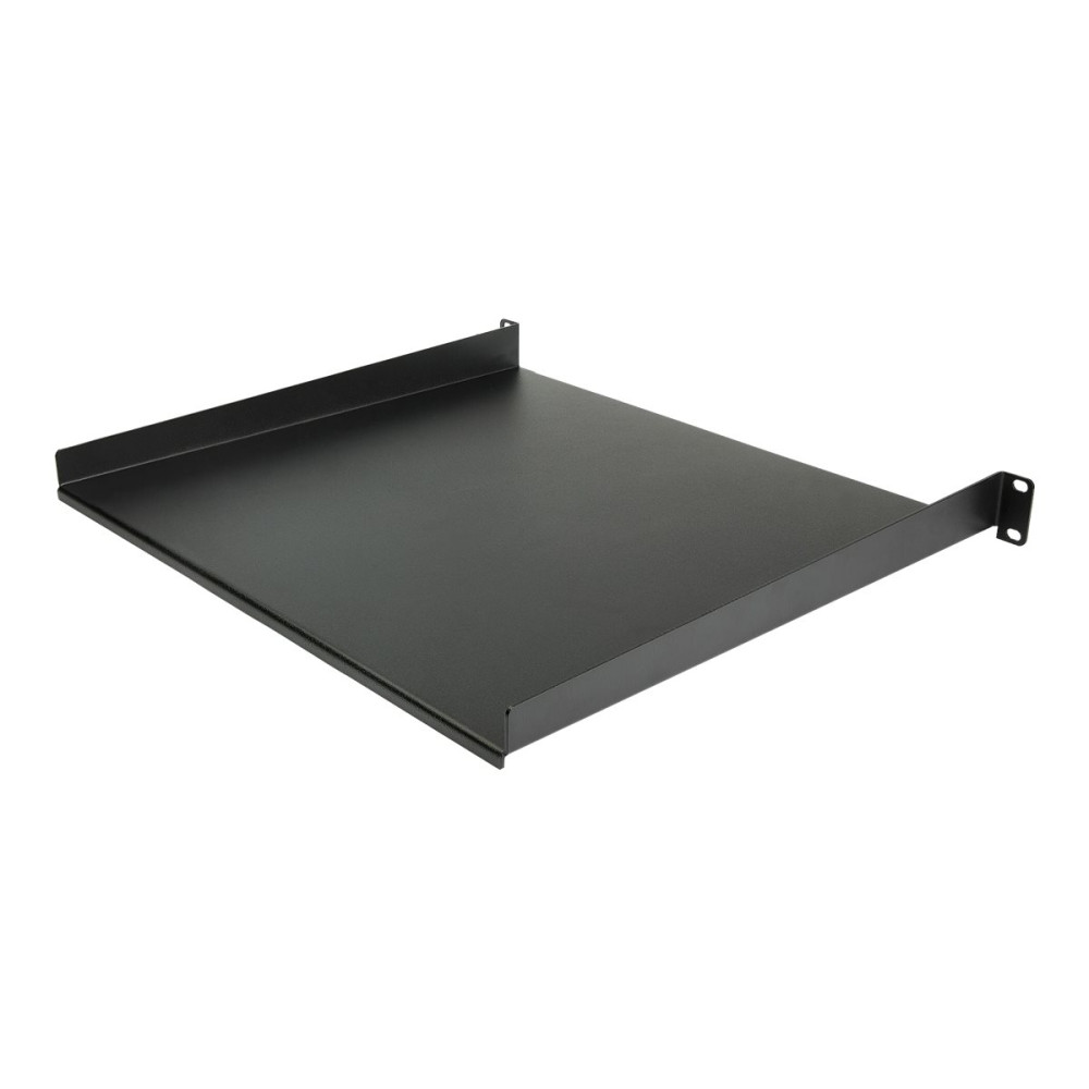 Produktbild för StarTech.com 1U serverrackhylla - Universell fribärande serverhylla med rackfäste för 19-tums nätverksutrustning i rack och skåp - Kraftigt stål - Viktkapacitet 20 kg - 41 cm djupt fack, svart - hylla för rack - 1U