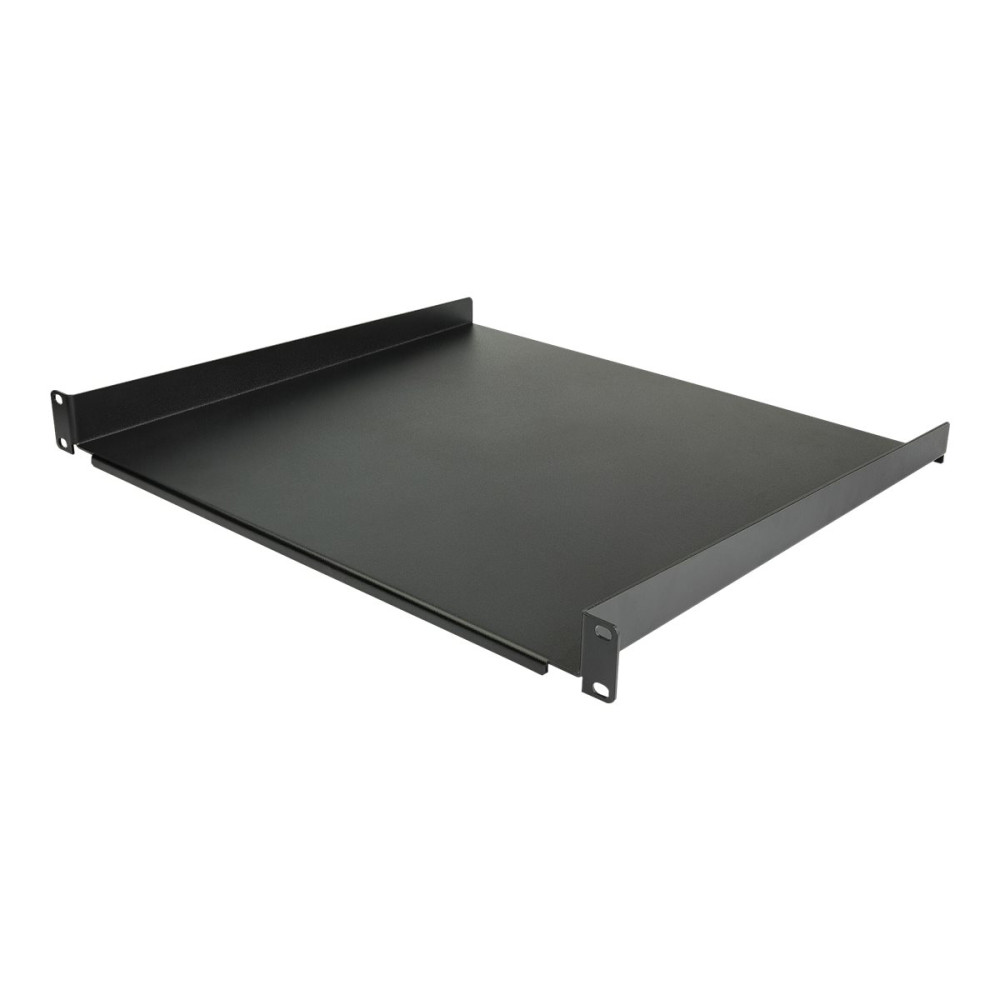 Produktbild för StarTech.com 1U serverrackhylla - Universell fribärande serverhylla med rackfäste för 19-tums nätverksutrustning i rack och skåp - Kraftigt stål - Viktkapacitet 20 kg - 41 cm djupt fack, svart - hylla för rack - 1U