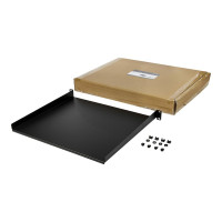 Produktbild för StarTech.com 1U serverrackhylla - Universell fribärande serverhylla med rackfäste för 19-tums nätverksutrustning i rack och skåp - Kraftigt stål - Viktkapacitet 20 kg - 41 cm djupt fack, svart - hylla för rack - 1U