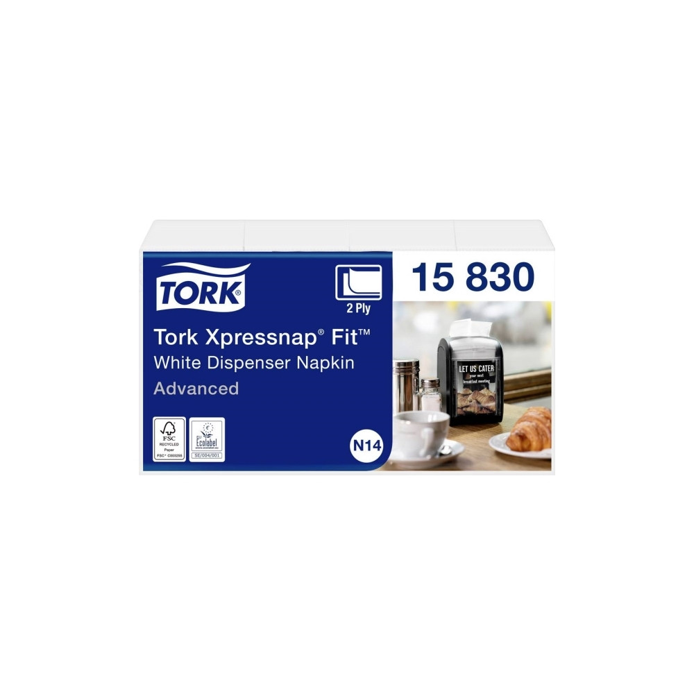 Produktbild för Serviet Tork Xpressnap Fit® N14 hvid 2-lag
