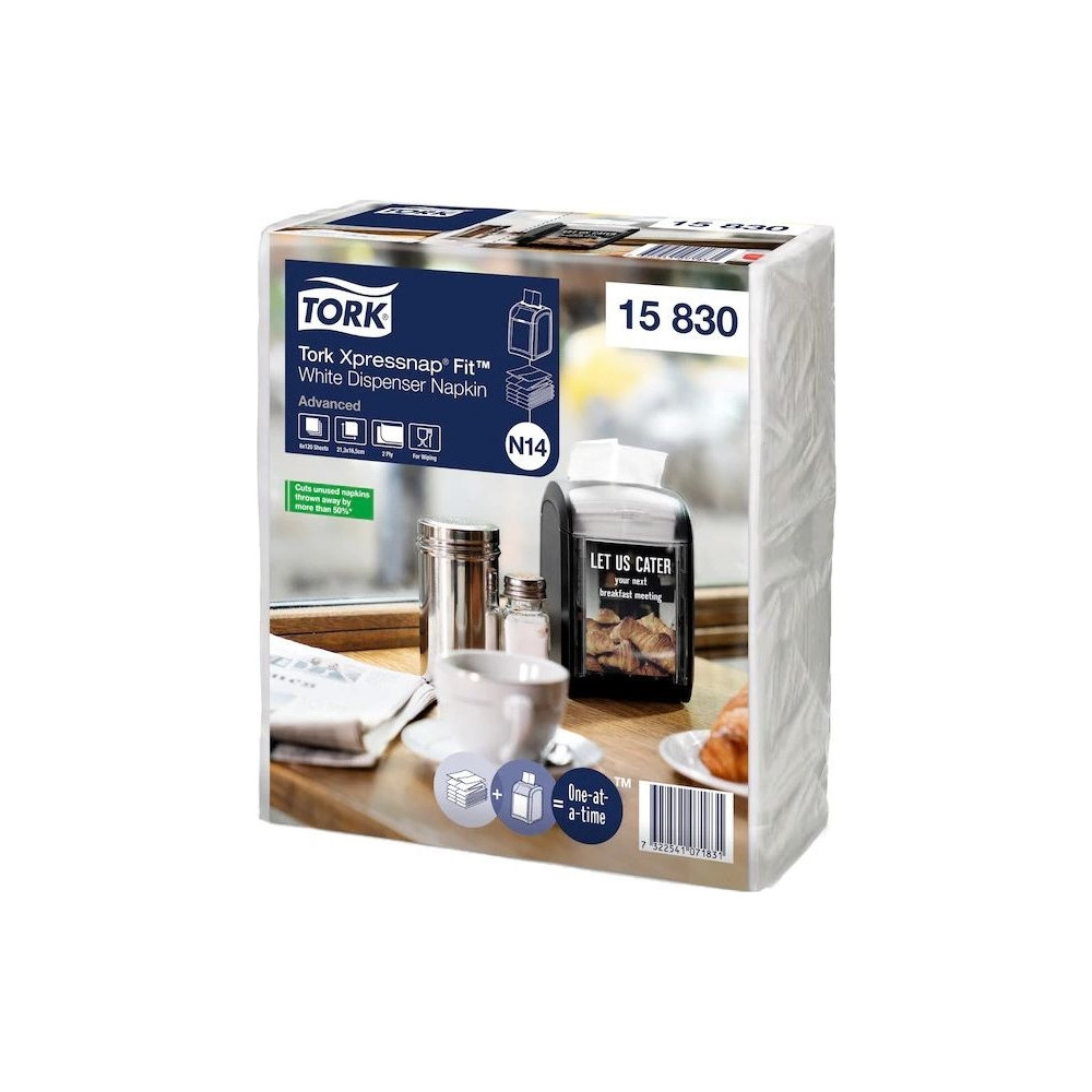 Produktbild för Serviet Tork Xpressnap Fit® N14 hvid 2-lag