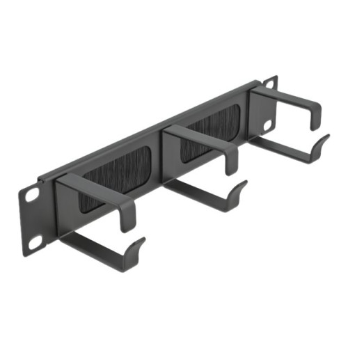 DeLOCK Delock Cable Management Brush Strip with 3 hooks - kabelhanteringspanel med borste för rack - 1U - 10"