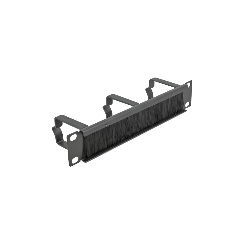 Produktbild för Delock Cable Management Brush Strip with 3 hooks - kabelhanteringspanel med borste för rack - 1U - 10"