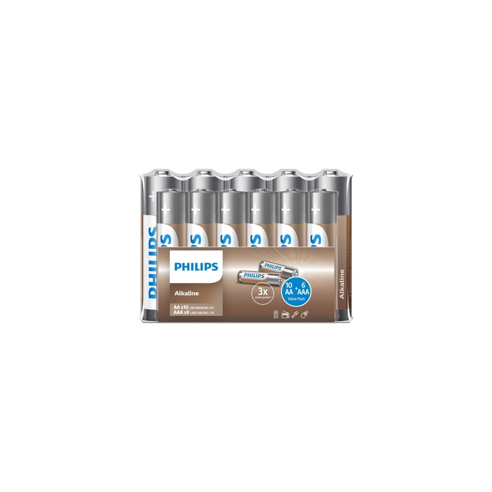 Produktbild för Philips LR036A16F/10, Engångsbatteri, AA, AAA, Alkalisk, 1,5...