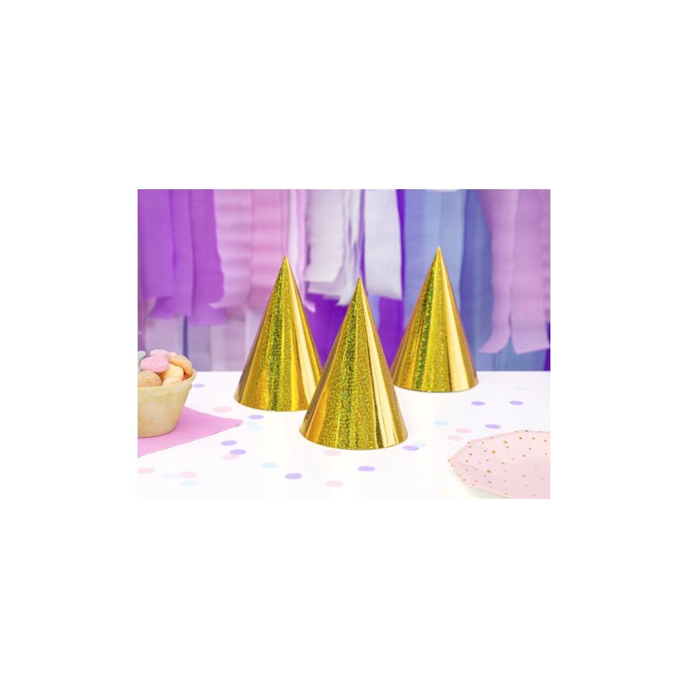 Produktbild för PartyDeco CZAP6-019, Partyhatt, Guld, Födelsedag, 160 mm, 10...