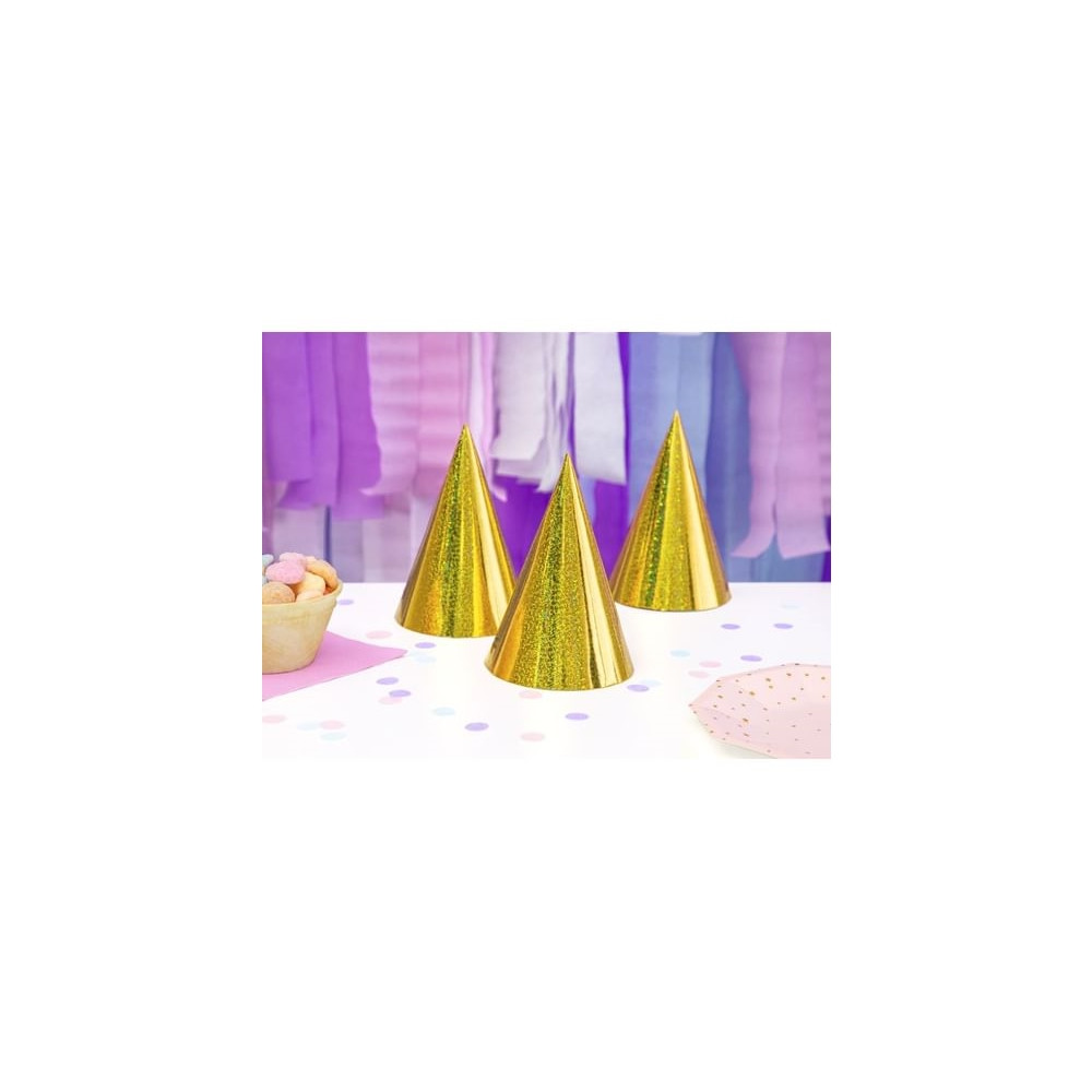 Produktbild för PartyDeco CZAP6-019, Partyhatt, Guld, Födelsedag, 160 mm, 10...