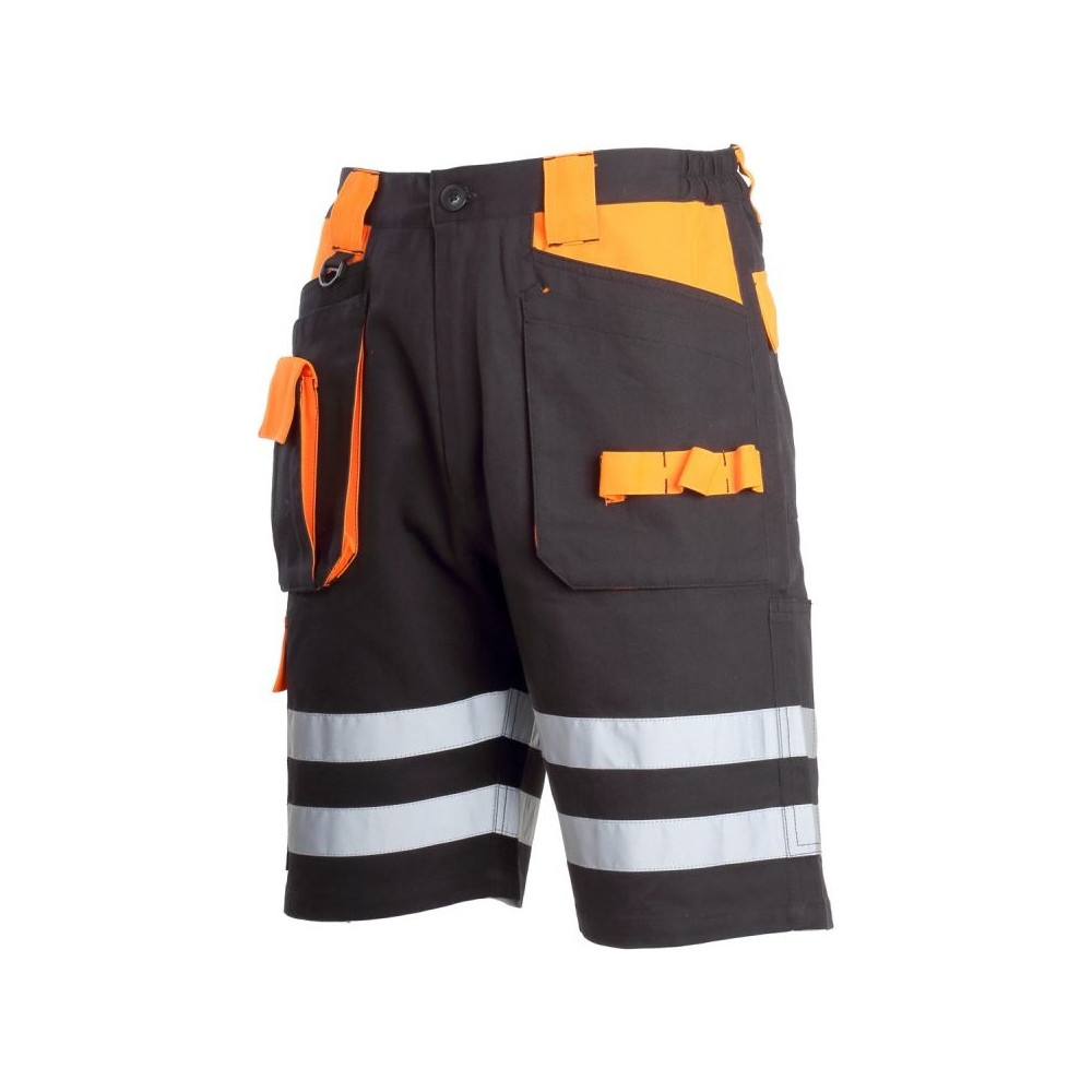 Produktbild för Lahti Pro korta shorts svart-orange 100% bomull med reflex "...