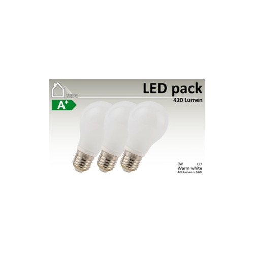 GRIPO GRIPO LED pære A55 E27 5W CRI80 3stk 3000K 420Lm &gt300gr. 5...