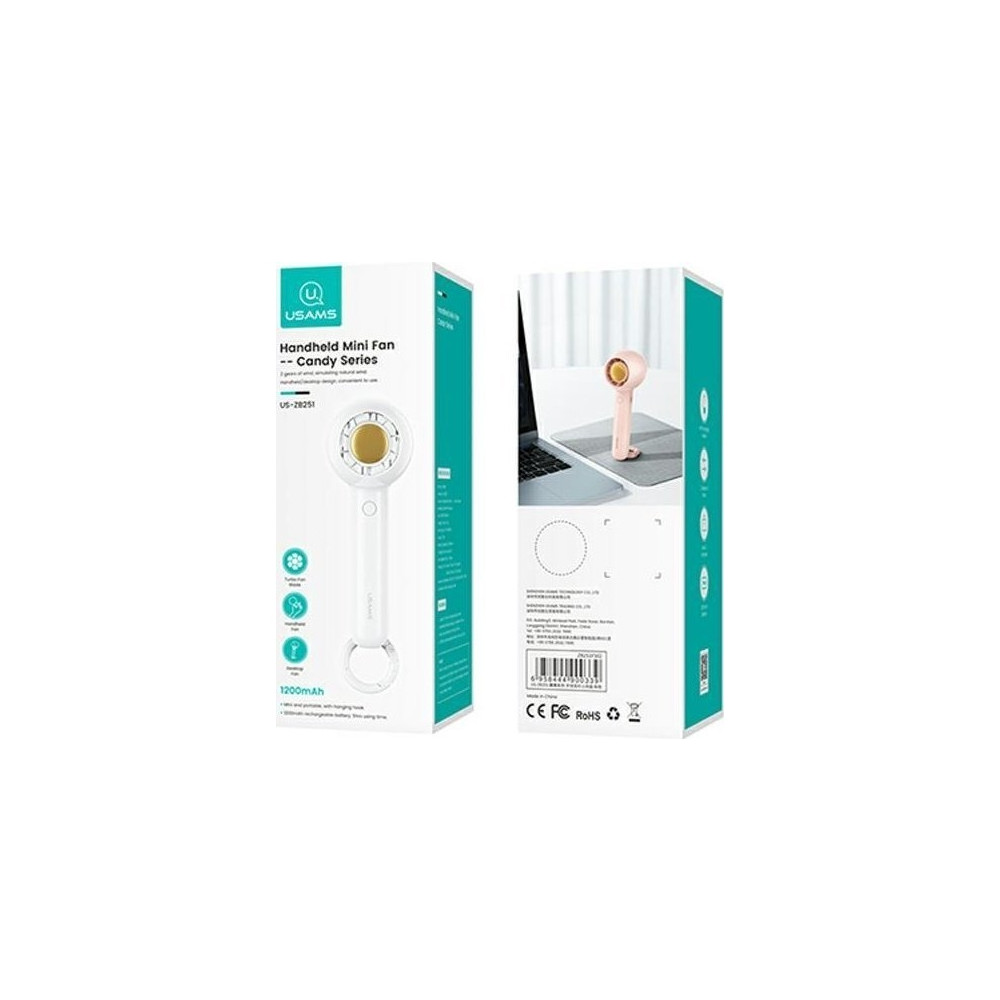 Produktbild för USAMS handhållen mini-fläkt Candy Series 1200mAh vit (US-ZB2...