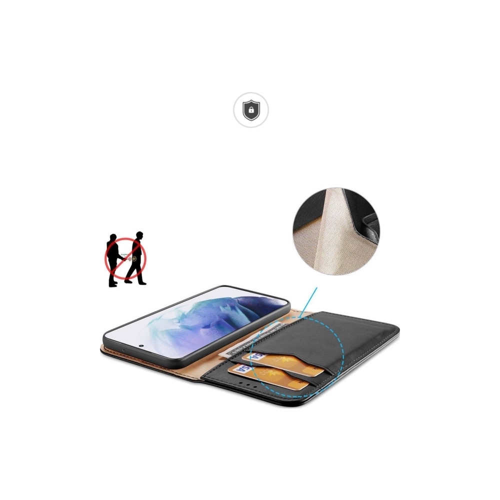 Produktbild för Dux Ducis Hivo läder flipcover äkta läder plånbok för kort o...