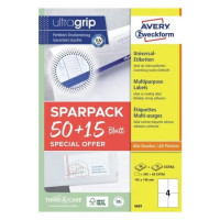 Produktbild för Universaletiketter Avery 105x148 mm, hvid med Ultragrip +30%...