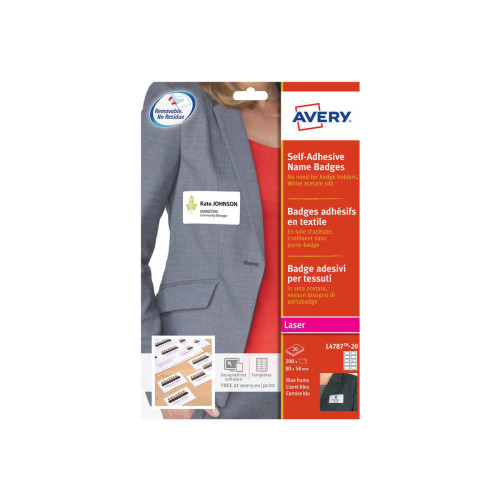 AVERY Avery - taggar för namnskylt - 200 etikett (er) - 50 x 80 mm