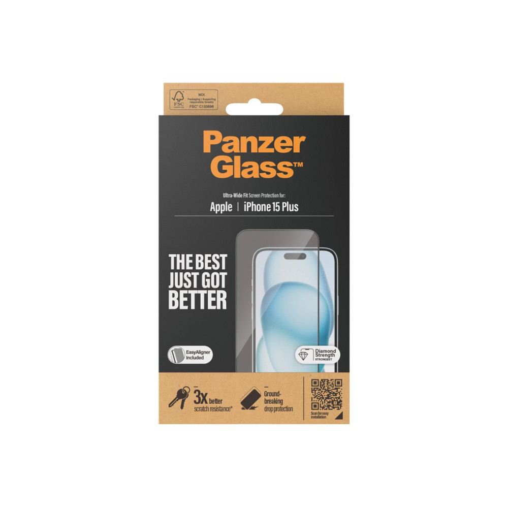Produktbild för PanzerGlass - skärmskydd för mobiltelefon - ultrabred passning med EasyAligner