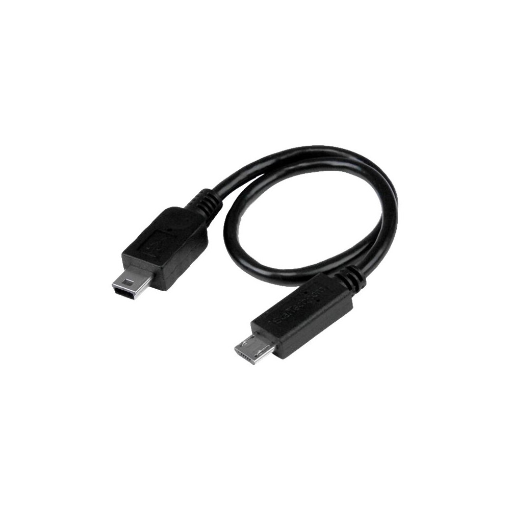 Produktbild för StarTech 8in USB OTG Cable - Micro USB to Mini USB - M/M - USB OTG Mobile Device Adapter Cable - 8 inch (UMUSBOTG8IN) - USB-kabel - mini-USB typ B till mikro-USB typ B - 20.32 cm
