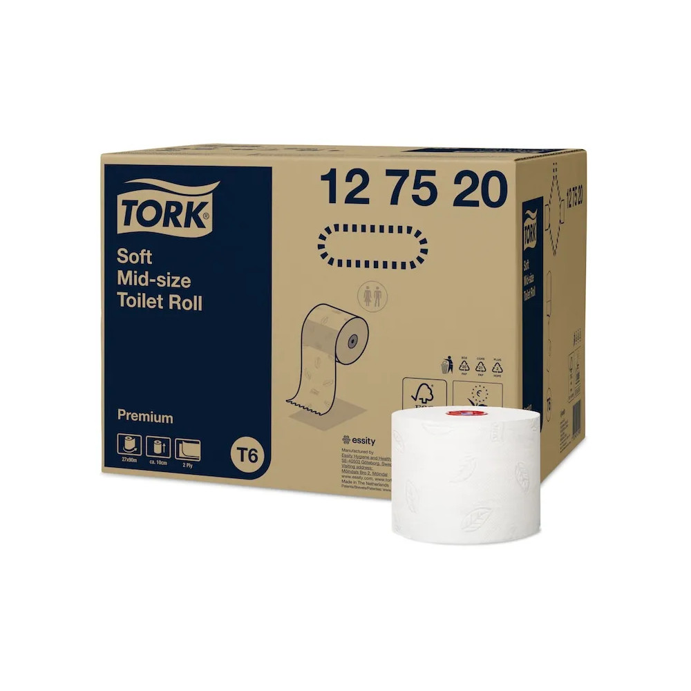 Produktbild för Tork Premium Compact T6 - toalettpapper - rulle - 90 m - vit