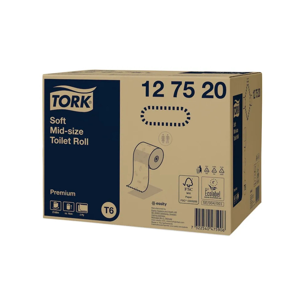 Produktbild för Tork Premium Compact T6 - toalettpapper - rulle - 90 m - vit