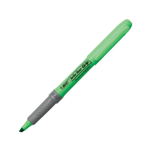 BIC Overstregningspen BIC Highlighter Grip grøn med skrå spids